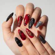 Dark Ember gothic nail design – handmade press-on nails by Handora