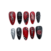 Dark Ember black almond gothic press-on nails by Handora