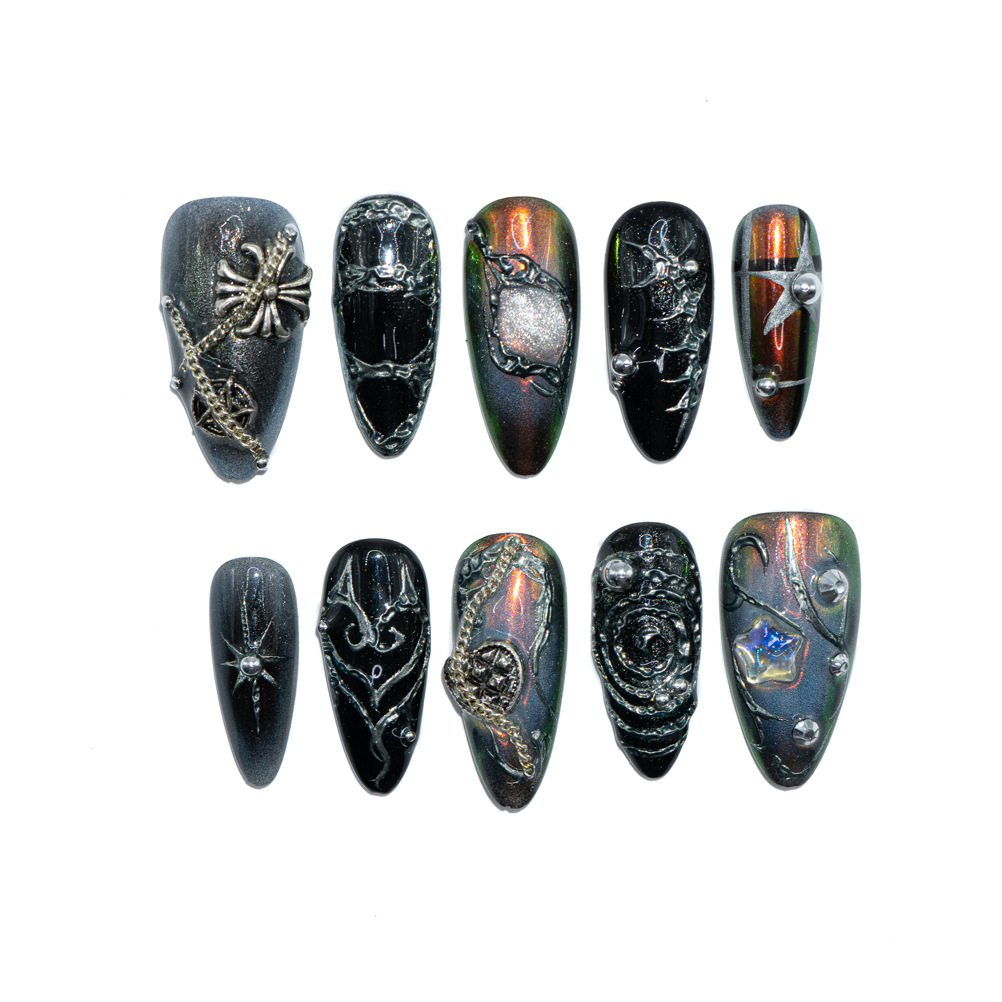 Dark Enchant black gothic press-on nails by Handora