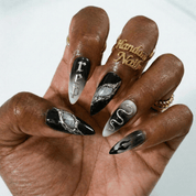 Darkest Night press-on nails – hand-painted reusable gel set by Handora