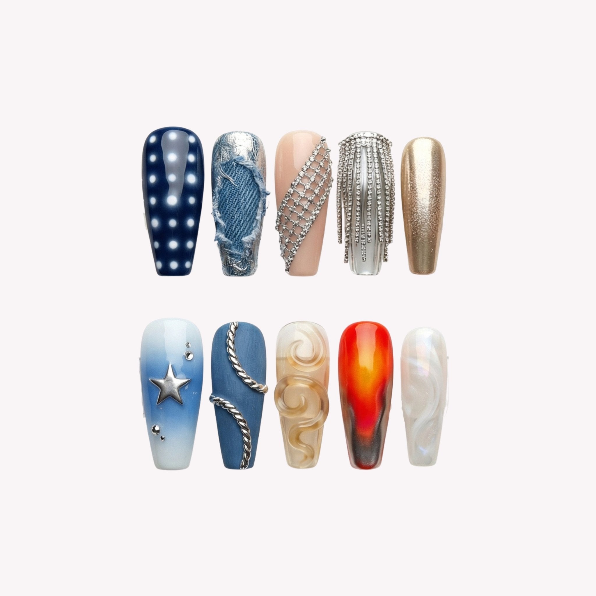 Denim Diva press-on nails by Handora