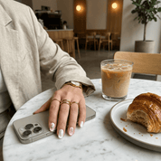 Dewy Pearl press-on nails – hand-painted reusable gel set by Handora