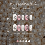 Dewy Pearl press-on nails – design close-up by Handora