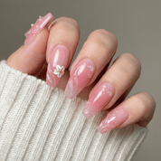 Dewy Petal press-on nails – hand-painted reusable gel set by Handora