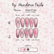 Dewy Petal coffin press-on nails – design close-up by Handora