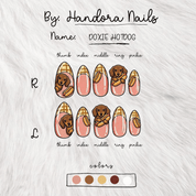 Doxie Hotdog press-on nails by Handora