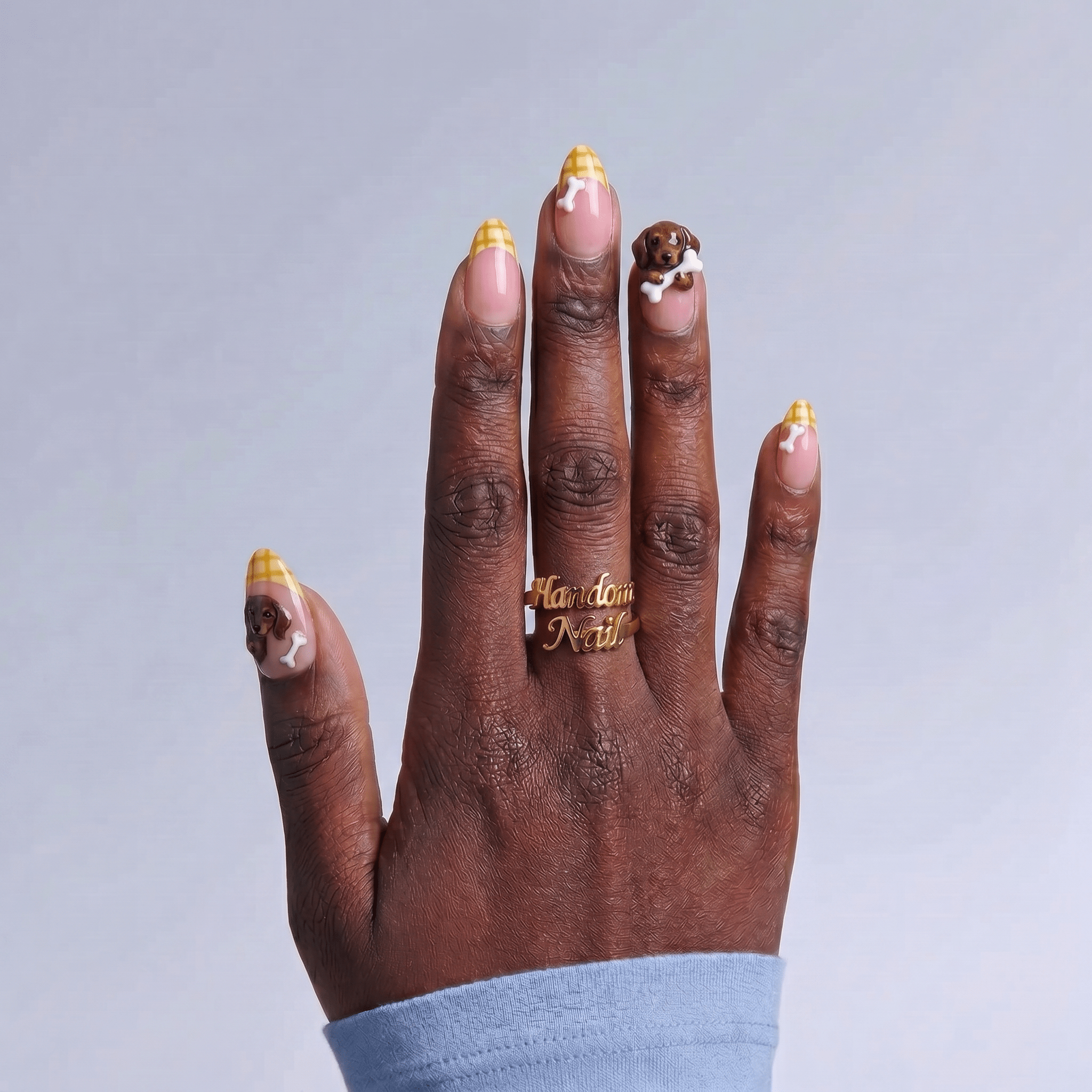 Doxie Treats french tip nail design – handmade press-on nails by Handora