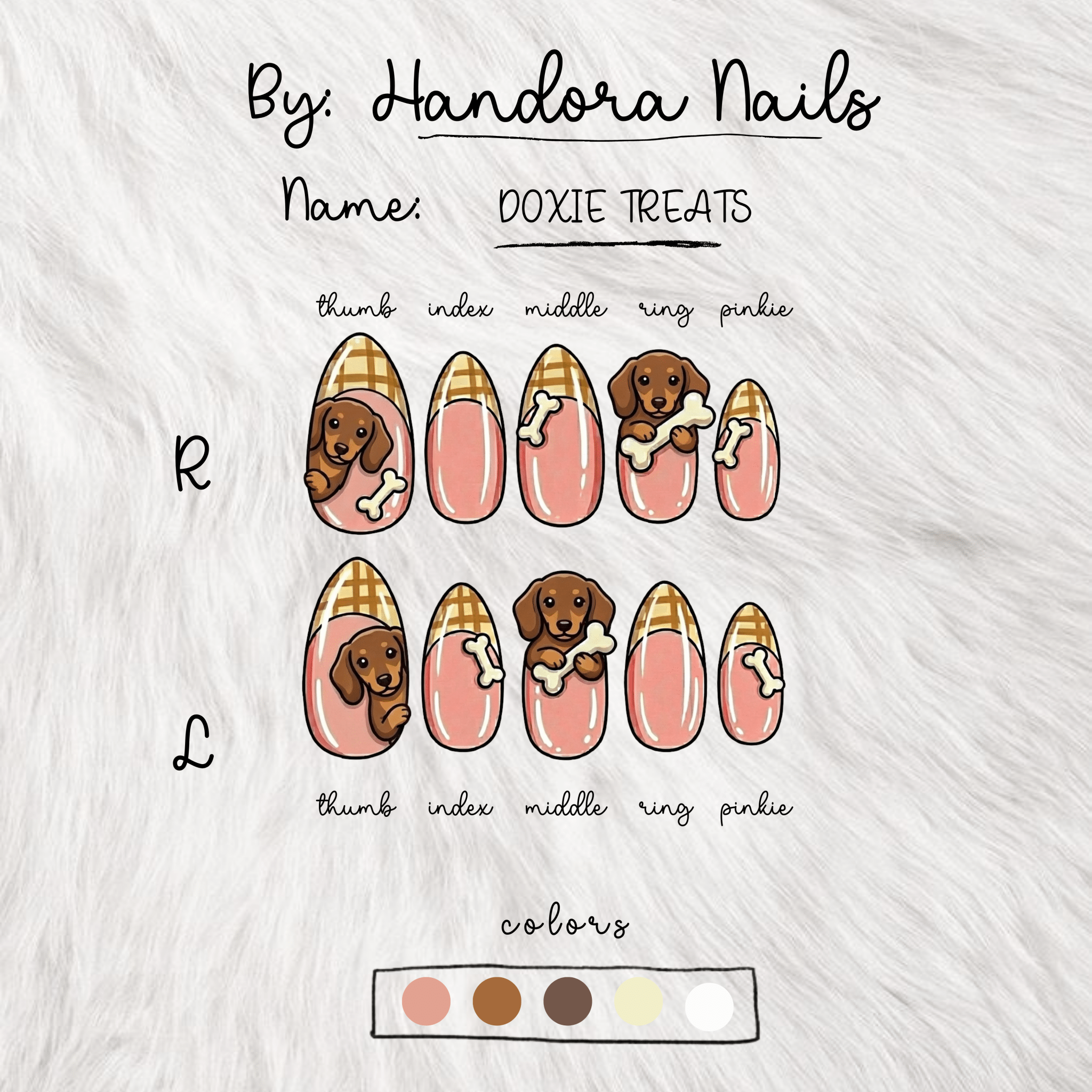 Doxie Treats full press-on nail set – sizes XS–L by Handora