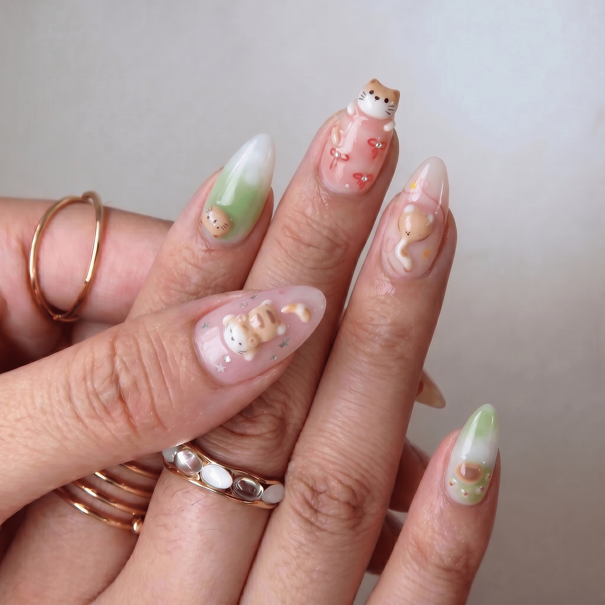 Dreamy Kittens full press-on nail set – sizes XS–L by Handora
