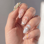 Dreamy Kittens kawaii nail design – handmade press-on nails by Handora