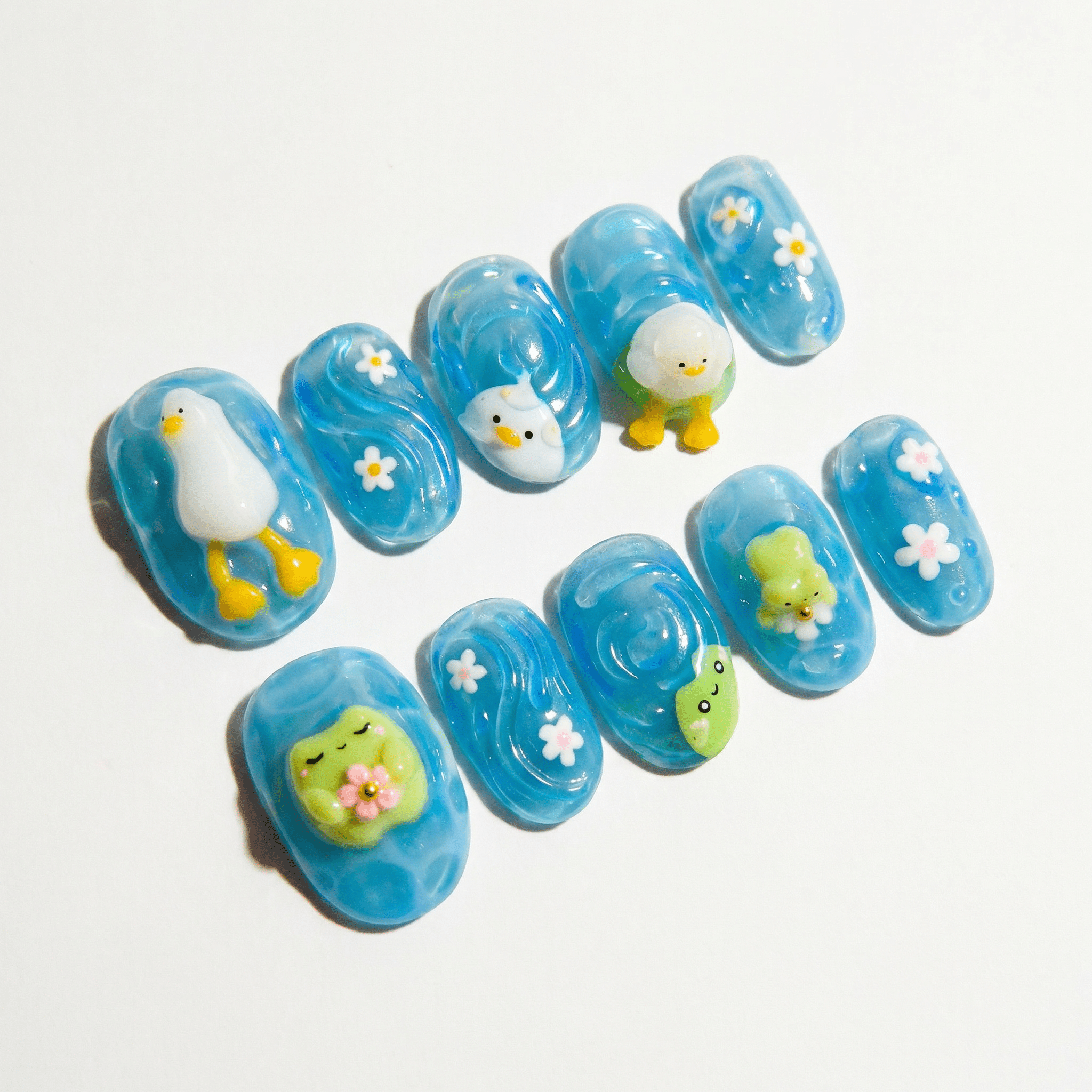 Duck Lagoon full press-on nail set – sizes XS–L by Handora