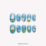 Duck Lagoon cute press-on nails by Handora