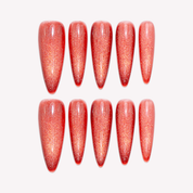 Emberglow black almond cat eye press-on nails by Handora