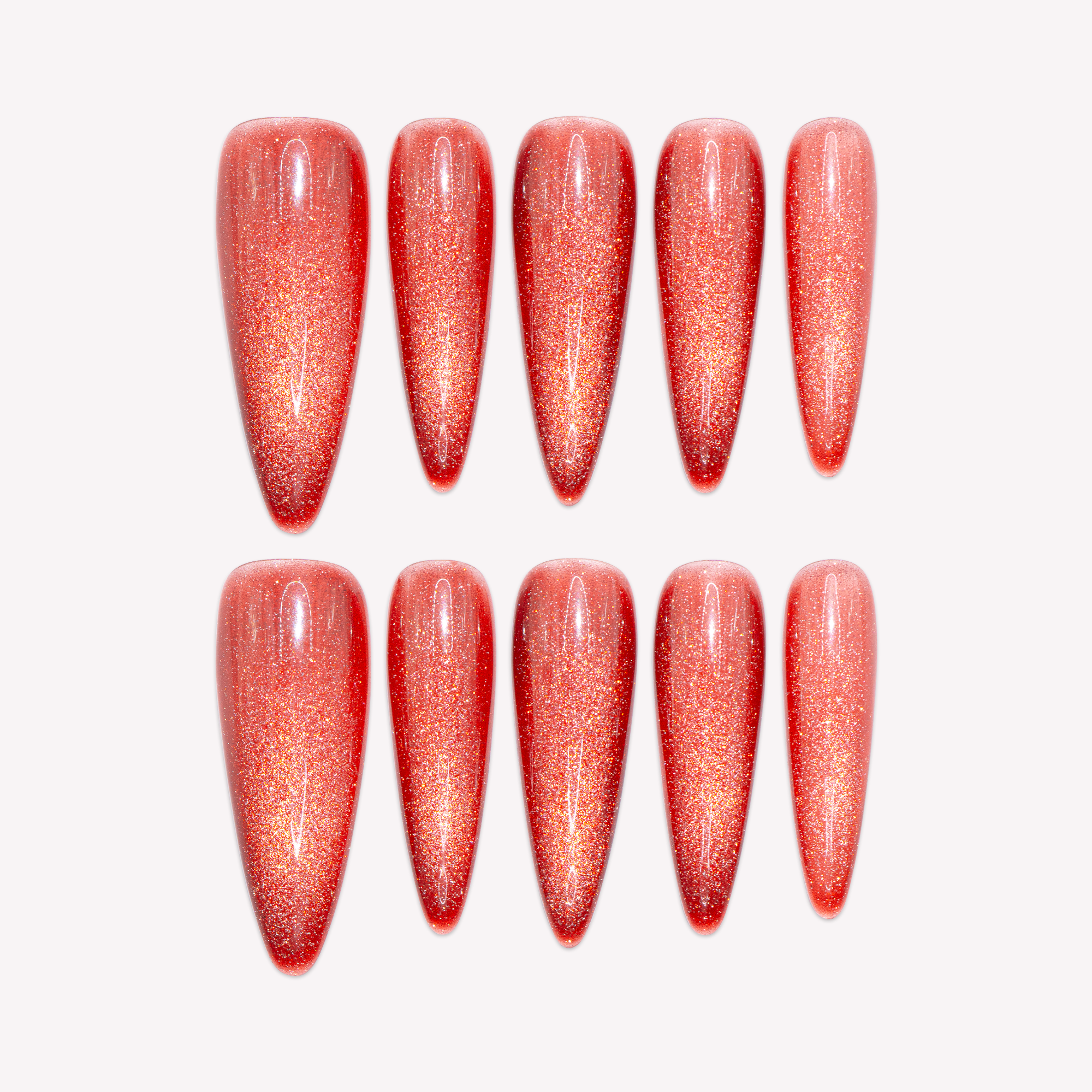 Emberglow black almond cat eye press-on nails by Handora