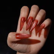 Emberglow cat eye nail design – handmade press-on nails by Handora