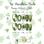 Emerald Clovers 3d nail design – handmade press-on nails by Handora
