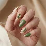 Emerald Empire press-on nails – hand-painted reusable gel set by Handora