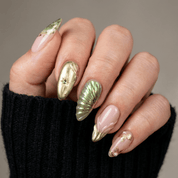 Emerald Gilded press-on nails – hand-painted reusable gel set by Handora