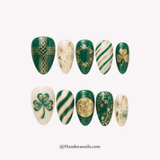 Emerald Luck green press-on nails by Handora