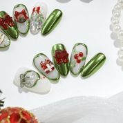 Emerald Noel salon-quality handmade press-on nails by Handora