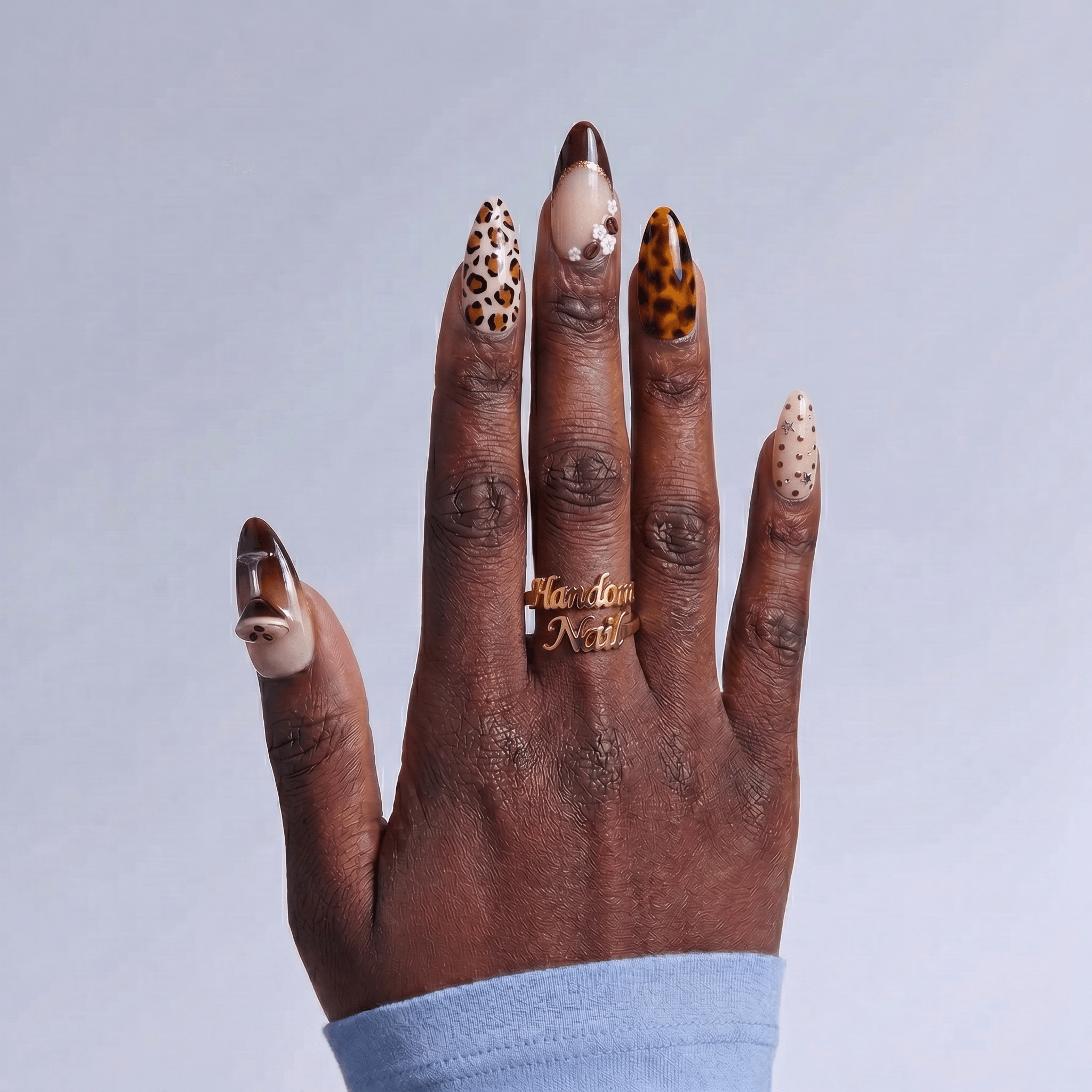 Espresso Martini french tip nail design – handmade press-on nails by Handora