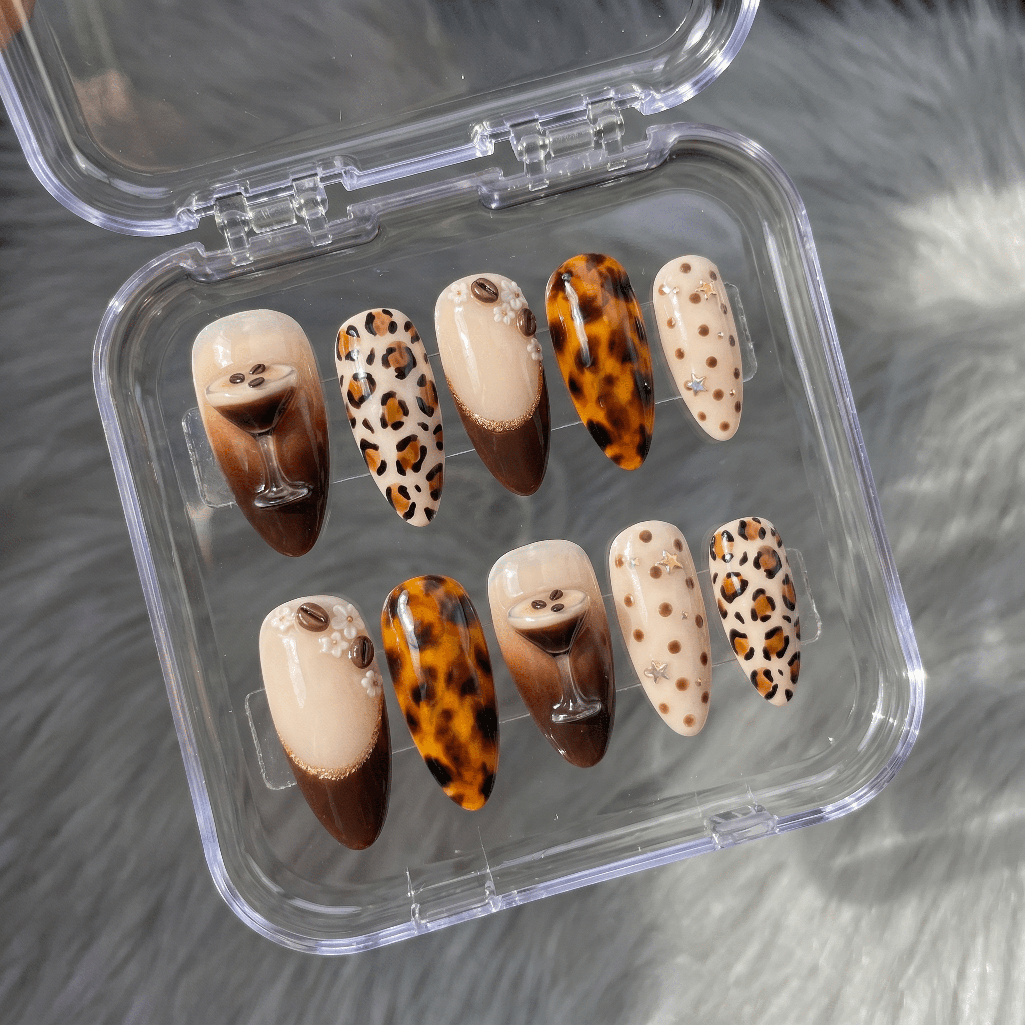 Espresso Martini salon-quality handmade press-on nails by Handora