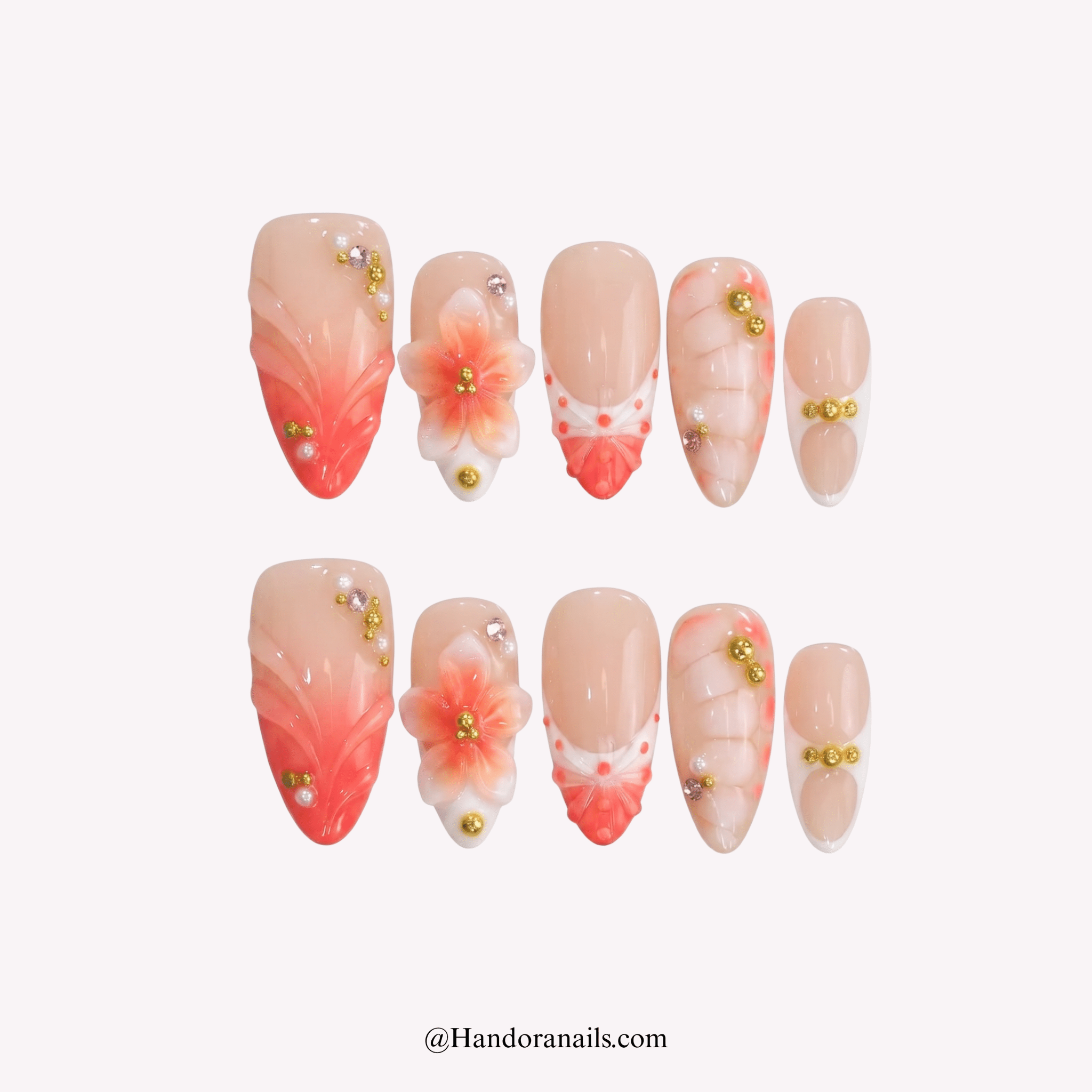 Eternal Bloom floral press-on nails by Handora
