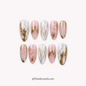 Eternal Marble floral press-on nails by Handora