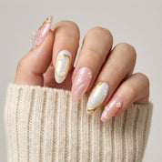 Ethereal Chrome press-on nails – hand-painted reusable gel set by Handora