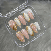 Ethereal Chrome press-on nails – design close-up by Handora