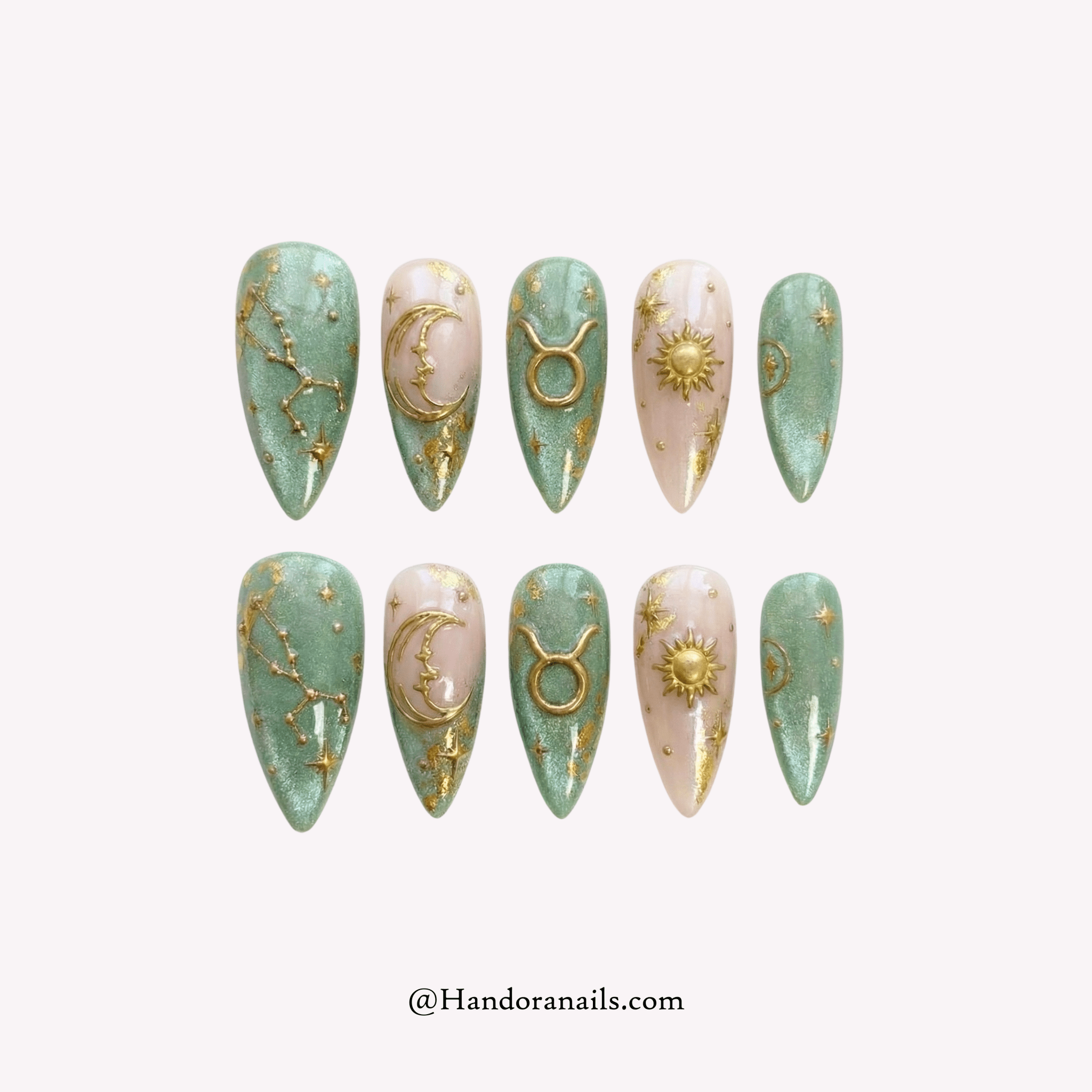 Ethereal Taurus 3d press-on nails by Handora