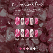 Exotic Tourmaline press-on nails – design close-up by Handora
