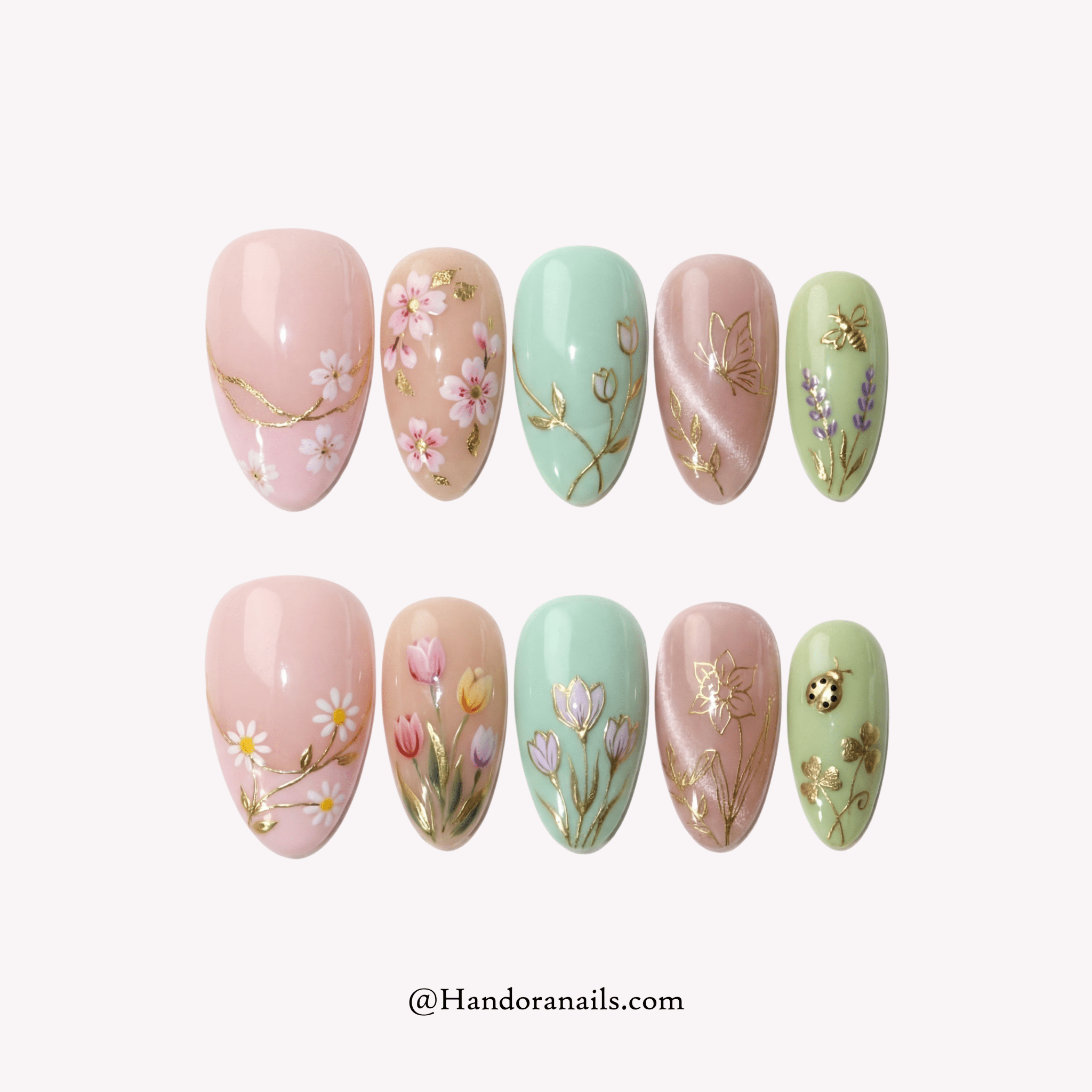 Fairy Florals floral press-on nails by Handora