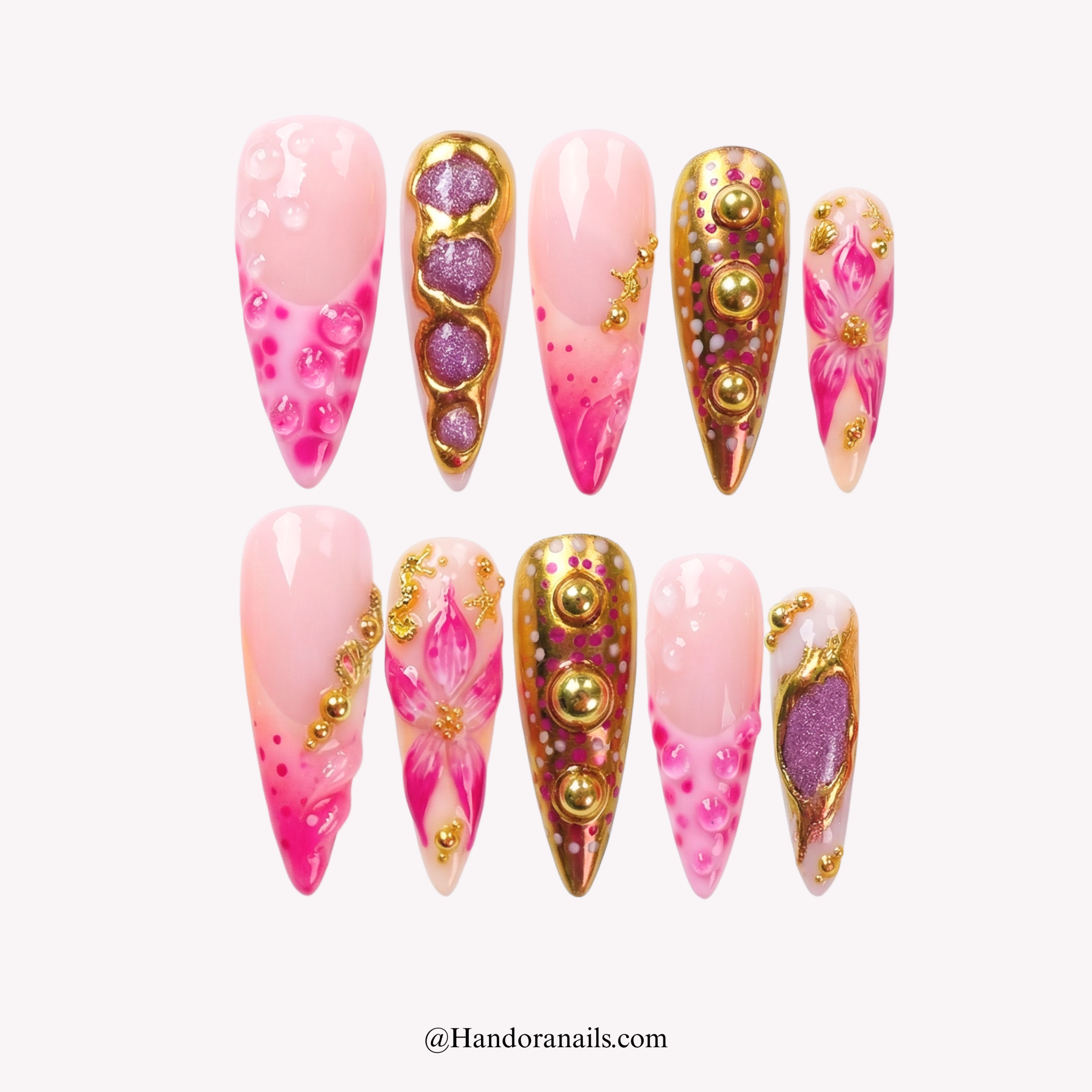 Floral Bijoux almond floral press-on nails by Handora