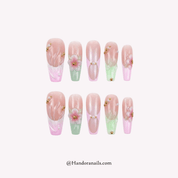 Floral Bloom coffin floral press-on nails by Handora