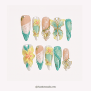 Floral Butterfly floral press-on nails by Handora