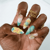 Floral Butterfly press-on nails – hand-painted reusable gel set by Handora