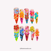 Floral Carnival almond floral press-on nails by Handora