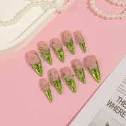 Floral Ceramic full press-on nail set – sizes XS–L by Handora
