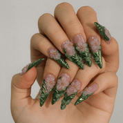 Floral Ceramic press-on nails – hand-painted reusable gel set by Handora