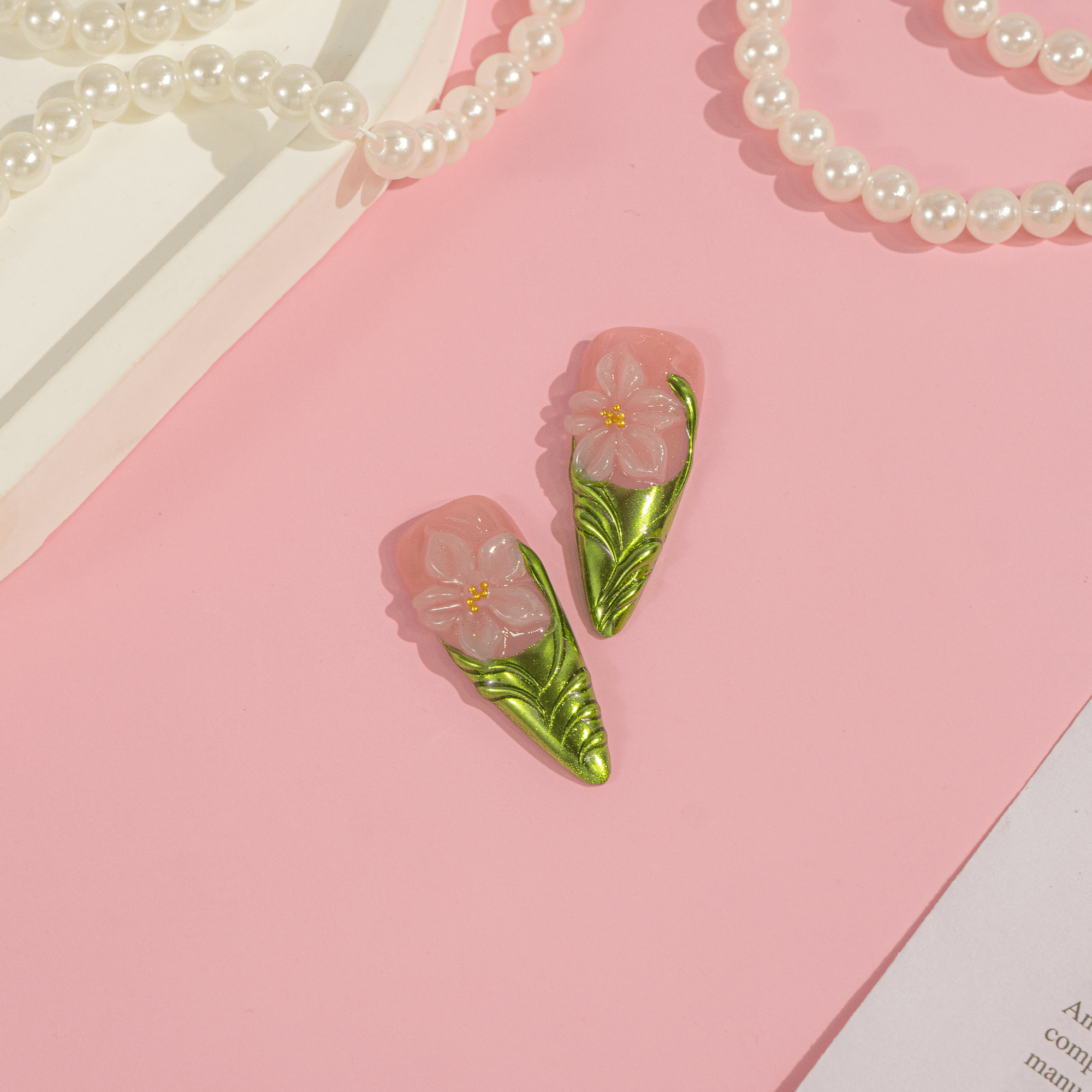 Floral Ceramic press-on nails by Handora
