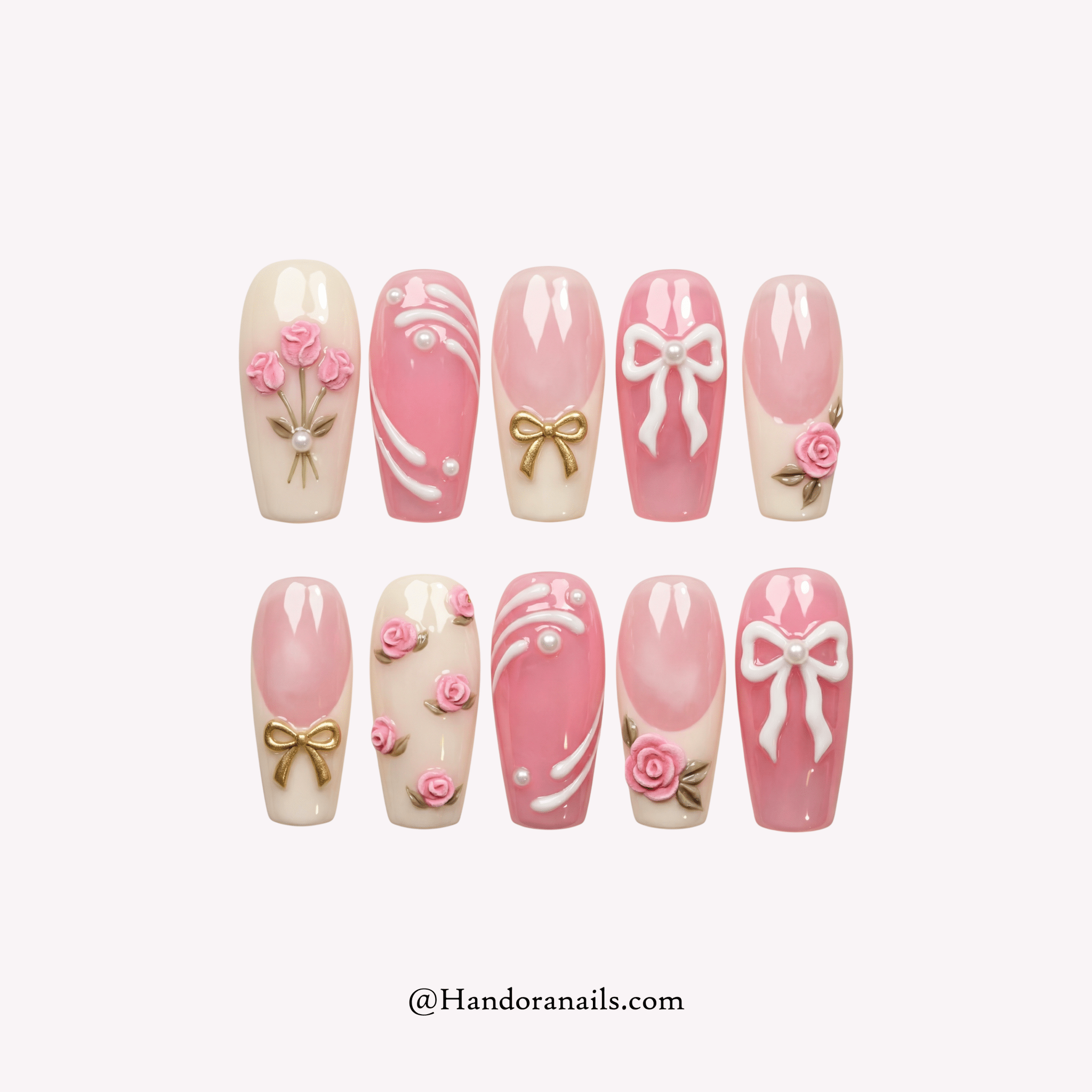 Floral Coquette floral press-on nails by Handora