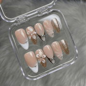Floral Elegance floral nail design – handmade press-on nails by Handora