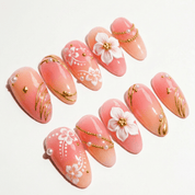 Floral Empress floral nail design – handmade press-on nails by Handora