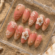 Floral Empress press-on nails – hand-painted reusable gel set by Handora