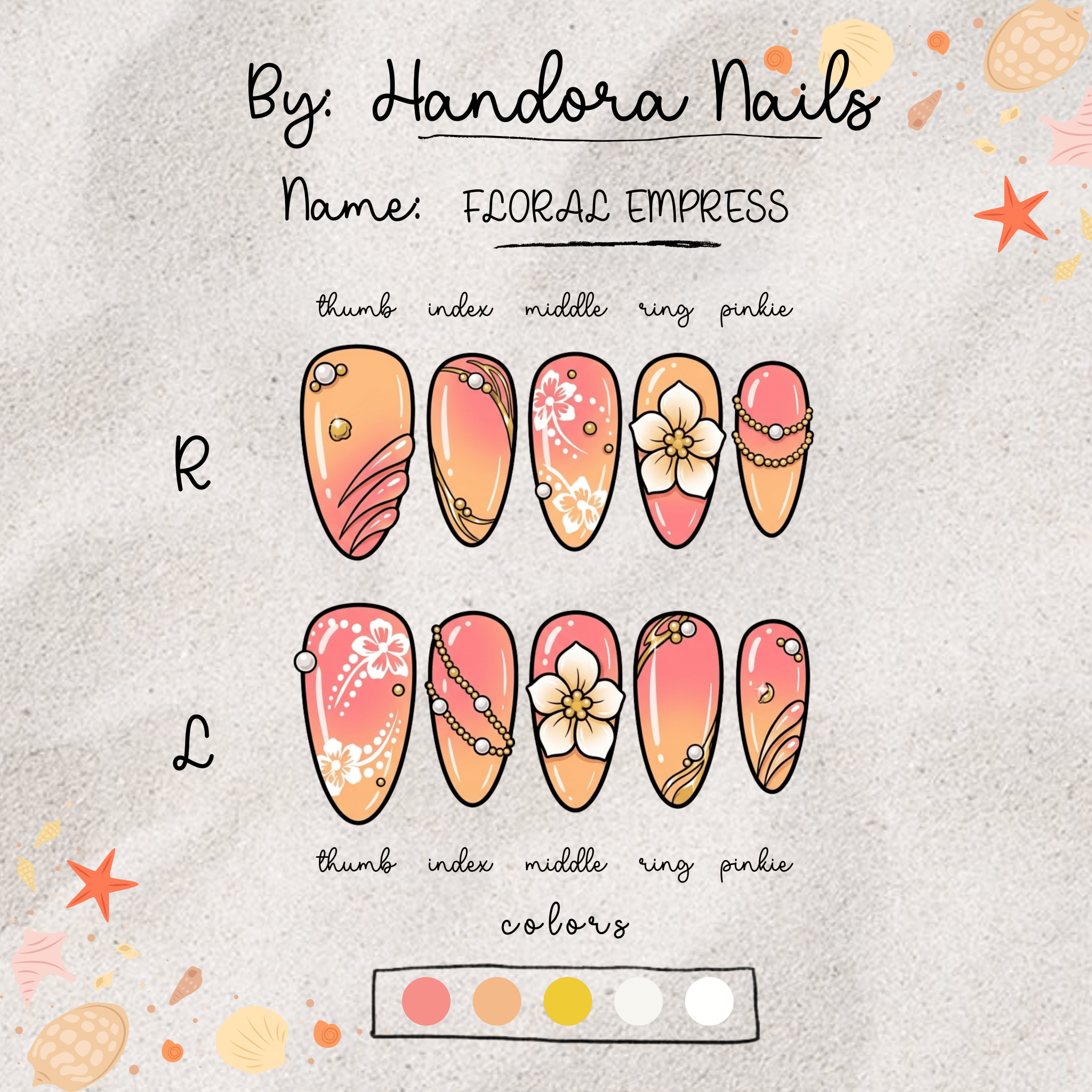 Floral Empress salon-quality handmade press-on nails by Handora