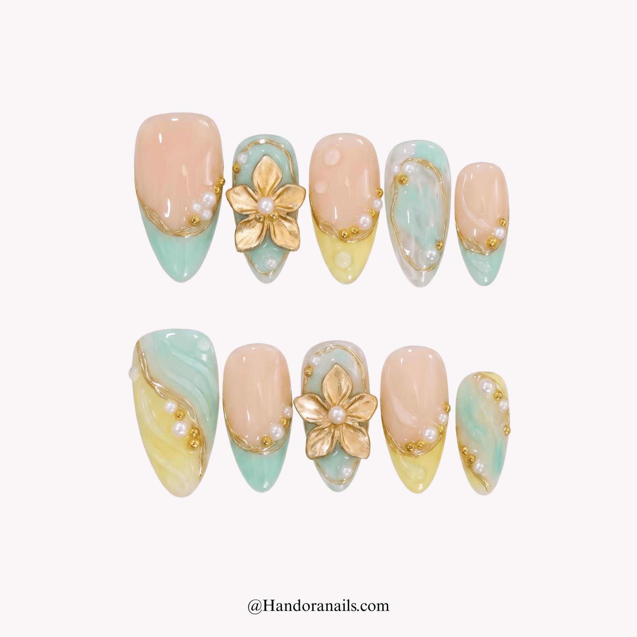 Floral Ethereal floral press-on nails by Handora