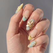Floral Ethereal press-on nails – hand-painted reusable gel set by Handora