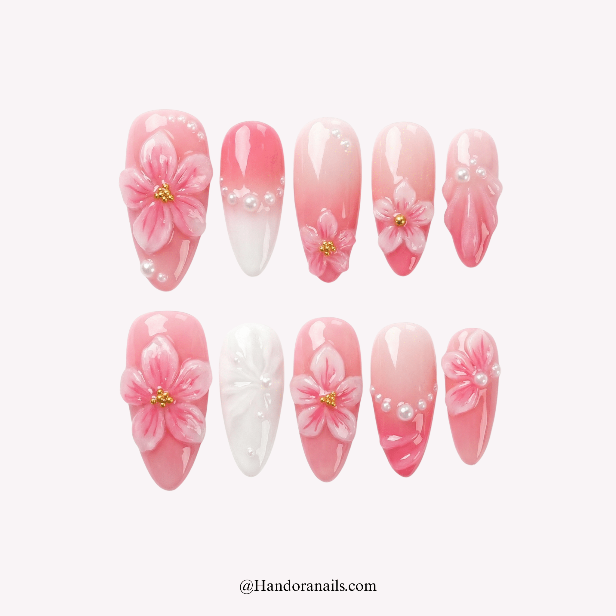 Floral Glaze floral press-on nails by Handora