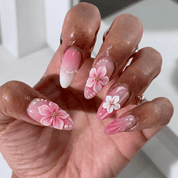 Floral Glaze press-on nails – hand-painted reusable gel set by Handora